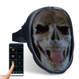 Máscaras de fiesta Bluetooth Aplicación Control Juego Smart Carnival Navidad RGB LED-Cambiando Máscaras faciales brillantes Pantalla LED Light Up Mask Programable DIY 231215