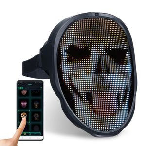 Masques de fête Bluetooth App Contrôle Jeu Smart Carnaval Noël RVB LED Changement Glowing Masques Affichage LED Light Up Masque Programmable DIY 231215