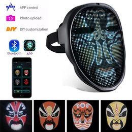 Masques de fête Bluetooth APP Contrôle Smart LED Masques de visage Programmable Changement Visage DIY Poes pour l'affichage de fête Masque de lumière LED pour Halloween 231208