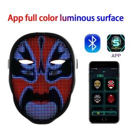 Party Masks Bluetooth-compatibal RGB LED Lights Up Diy Picture Bewerking Animatie Tekst Love Prank Concert Display 220826