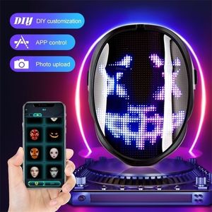 Party Masks Bluetooth LED Full-Color Face-Changing Glowing APP Control DIY Picture Programmable Halloween Cosplay Decor 220922