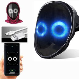 Feestmaskers Bluetooth Led Licht op Masker Halloween Kerstmis Diy Fotobewerking Animatie Tekst Liefde Prank Concert Robot Gezicht LED 230713