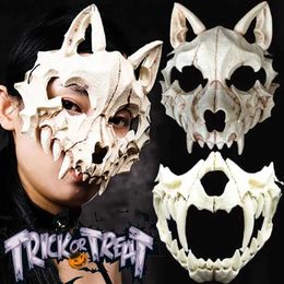 Máscaras de fiesta Máscaras de cráneo de hueso Halloween Terror Dress Up Cosplay Dance Prom Carnival Party Props Ropeplay Juego de rol Animal para niños adultos Q231007