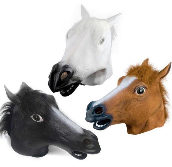 Masques de fête Masque de cheval marron Masque de tête de cheval effrayant Masque d'animal en latex de caoutchouc Nouveauté Costumes d'Halloween Masque 230825