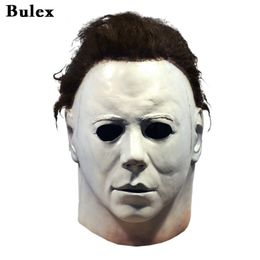Máscaras de fiesta Bulex Halloween 1978 Michael Myers Máscara Horror Cosplay Disfraz Látex Props para adultos Blanco Alta calidad 220922