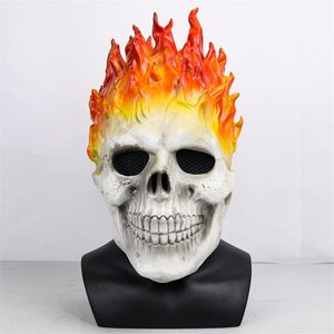 Masques de fête Bulex Halloween Ghost Rider Rouge et Bleu Flamme Crâne Masque Horreur Fantôme Masques En Latex Cosplay Costume Props 220915