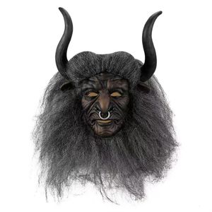 Party Masks Bull Demon King met haar en hoorn rollenspel masker Halloween -kostuum rekwisieten grappige latex fun film 230821