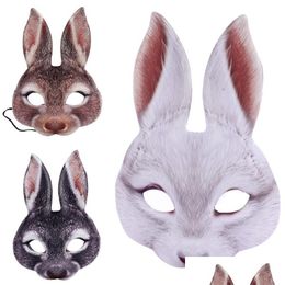 Feestmaskers konijnmasker dier eva half gezicht konijn oor voor paas Halloween Party Mardi Gras kostuum accessoire drop levering home ga dhijx