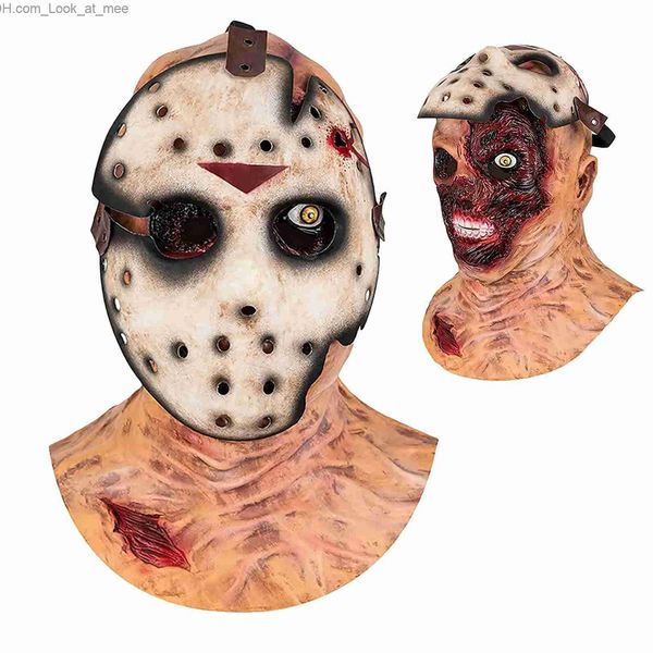 Máscaras de fiesta Cafele Scary Jason Mask Horror Hacker Mask Cabeza completa Vampiro Látex Disfraz Halloween Cosplay Accesorios para adultos Hombres Mujeres Q231007