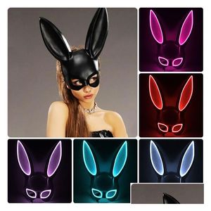 Masques de fête Carnaval El Wire Bunny Masque Masque Mascarade LED Rabbit Night Club Femme pour anniversaire 220715 Drop Livraison Home Garden F Dhn8E