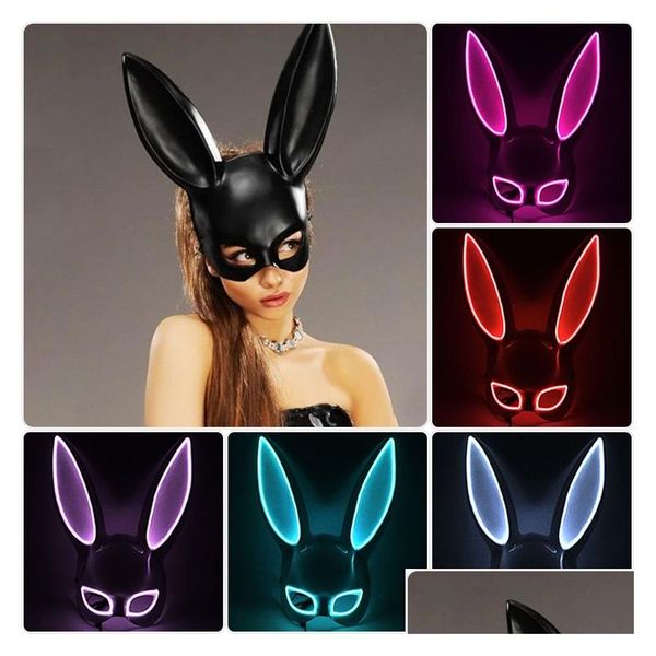 Máscaras de fiesta Carnival El Wire Bunny Mask Masque Masquerade Led Rabbit Night Club Femenino para cumpleaños 220715 Entrega de gotas Home Garden F Dhn8E