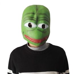 Máscaras de fiesta Dibujos animados Pepe The Sad Frog Látex Venta Realista Cabeza completa Celebraciones de carnaval Cosplay 220920
