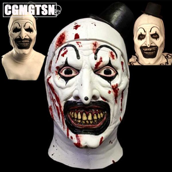 Máscaras de fiesta CGMGTSN Latex Joker Mask Terrifier Art The Clown Cosplay Mask Horror Full Face Casco Disfraces de Halloween Carnival Party Props T230905