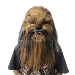 Maschere per feste Chewbacca Maschera Cosplay Chewie Peluche Maschera in lattice per animali Casco Accessori per feste di Halloween Puntelli J230807