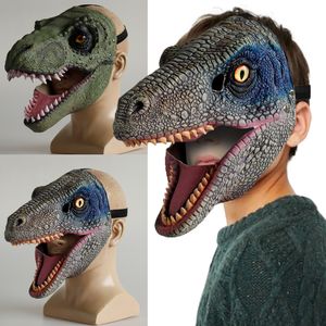 Masques de fête Enfant Horreur Dinosaure Coiffures Maks Cosplay Enfants Effrayant Dragon Mobile Bouche Ouverte Masque En Latex Halloween Party Costume Props 230625