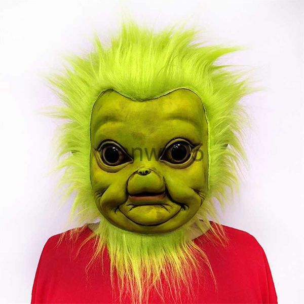 Fête Masques De Noël Adultes Drôle Visage Masque Creative Cheveux Verts Peau Monstre Forme Masque Complet Décoration Costume Props x0802