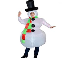 Feestmaskers Kerstflateerbaar Snowman -kostuumpak voor volwassenen Halloween Cosplay FP816531501
