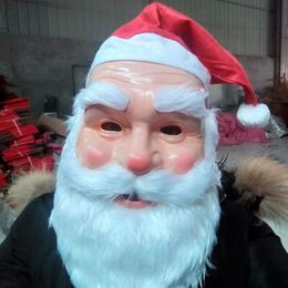 Masques de fête Masque en plastique de Noël Santa avec chapeau rouge et barbe Ensemble de costumes aériens Accessoires Mascarade Déguisement 231124