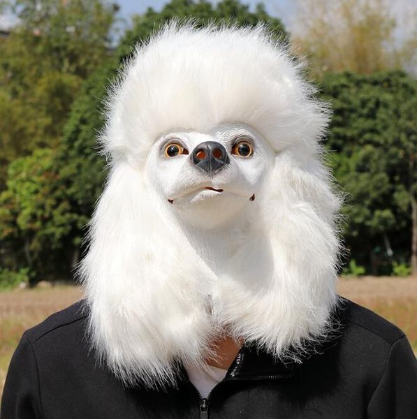 Masques de fête Tête de chien de caniche blanc de Noël Masque de fête en latex avec d'autres animaux Cosplay Masques de déguisement pour adultes Accessoires de costumes drôles 230905
