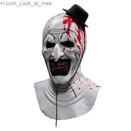 Party Maskers Clown Masker Bloody Terriifier Art De Cosplay Griezelige Horror Demon Evil Joker Hoed Latex Helm Halloween Kostuum Rekwisieten Partij Q231007