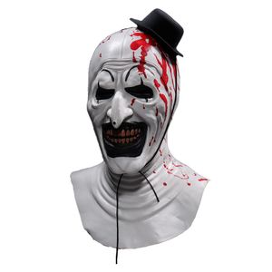 Masques de fête Masque de clown Bloody Terrifier Art Le Cosplay Creepy Horreur Démon Mal Joker Chapeau Latex Casque Halloween Costume 230907