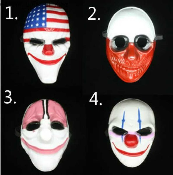 Masques de fête Masques de clown pour mascarade Party Masque de clowns effrayant Payday 2 Halloween Horrible Masque Graffiti Masque Anime Masque Film Cosplay Masque Q231009