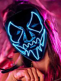 Masques de fête Masque d'horreur cool clignotant pour les accessoires décoratifs de vacances Neon LED Glowing In Dark Night 230607