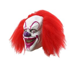 Mascaras de fiesta Cosplay Halloween Face Cover Clown Red Eye Látex Headgear Funny Masquerade Disfraz Mask 230814