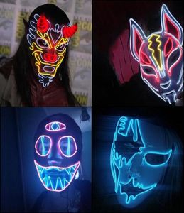 Feestmaskers Cosplay Halloween Masker Lichtgevend Oplichten Led EL Wire Neon Gloeiend Anime Masker Maskerade Horror MaskPartyParty6472549