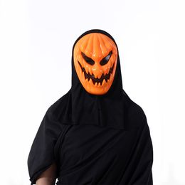 Masques de fête Cosplay Horrible Creepy Horreur Effrayant Citrouille Drôle Halloween Masque Avec Foulard Noir Costume Complet Prop Pour Carnaval Fête 230823