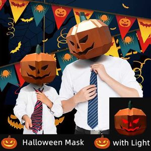Masques de fête Cosplay Mascaras Halloween Masque LED Costume Lampe Citrouille DIY 3D Papier Papercraft Noël Caméléon Jouets Fête Slipknot Masque Q231007