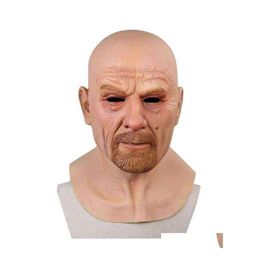 Masques de fête Cosplay Old Man Masque facial Halloween 3D Latex Head Adt Masque adapté aux fêtes Bars Salles de danse Activités G220412 270A