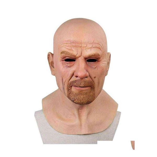 Máscaras de fiesta Cosplay Old Man Face Mask Halloween 3D Latex Head Adt Masque Adecuado para fiestas Bares Salones de baile Actividades G220412 302g