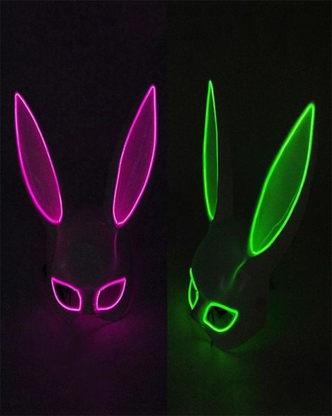 Máscaras de fiesta Máscara de fiesta de cosplay Máscara de conejito con luz LED Mujeres Máscara de conejo sexy de Halloween DJ Bar Club nocturno Máscaras de disfraces Carnaval P9394479