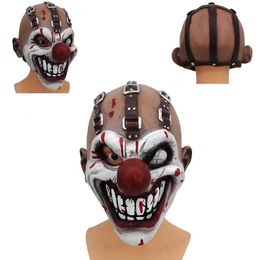 Máscaras de fiesta cosplay aterrador horrible bocadillo de dientes payaso rojo nariz un ojo horror espeluznante mascarilla de halloween cara de cara de cara completa fiesta 230811