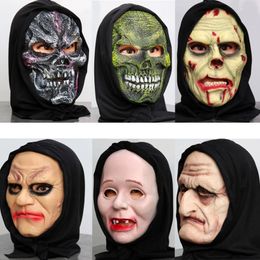 Party Maskers Cosplay Zombie Masker voor Volwassenen Halloween Mannelijke Vrouwelijke Horror Hoofddeksels Maskerade Kostuum Props 230630