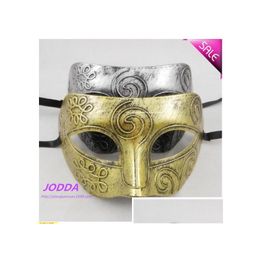 Feestmaskers kostuummasker heren retro grecoroman gladiator maskerade vintage gouden/sier sier carnival Halloween D150 drop levering h dhpkt