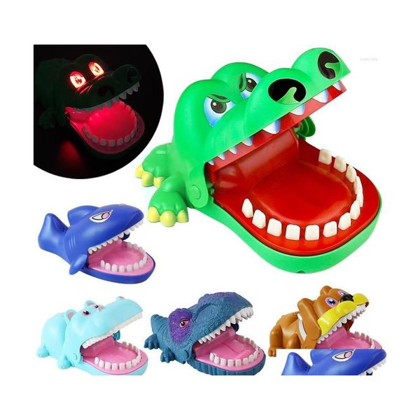 Máscaras de fiesta Tamaño grande creativo Cocodrilo Boca Dentista Mordida Dedo Juego Divertidos gags con sonido ligero Juguete para niños Juego familiar Diversión Drop Dhaxe