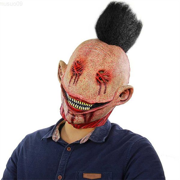 Masques de fête effrayant masque de clown effrayant avec cheveux horreur diable masque de tête de clown costume d'halloween masques de fête L230803