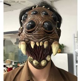 Feestmaskers Griezelig Spin Masker Cosplay Horror Dieren Spinnen Grote Ogen Tand Open Mond Latex Helm Halloween Carnaval Feestkostuum Rekwisieten Q231007