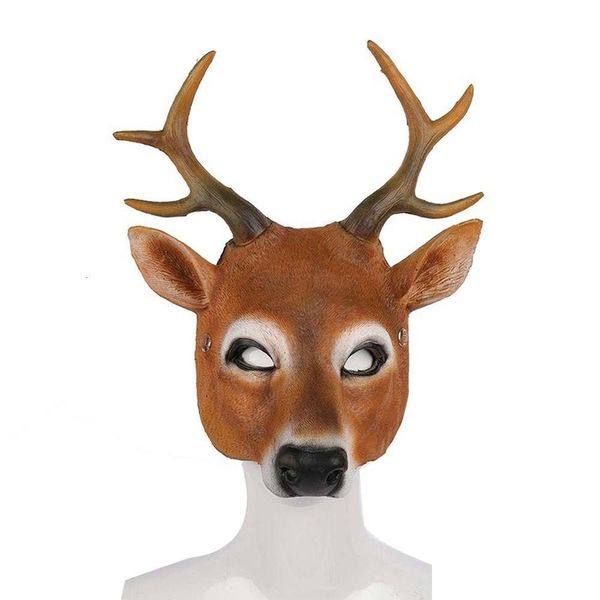 Masques de fête Mignon Deer Head Cosplay Masque De Noël Renne 3D Animal Réaliste Halloween Costume Ball Carnaval Props 230327 Drop Deli Dhmr3