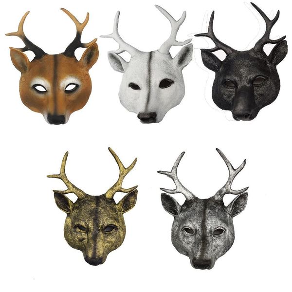 Masques de fête Mignon Cerf Tête Cosplay Masque De Noël Renne 3D Animal Réaliste Couverture De Visage Halloween Costume Ball Carnaval Fête Masque Accessoires 230625