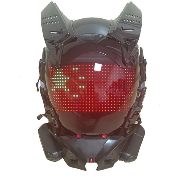 Máscaras de fiesta Cyber Punk Mask Control de aplicaciones DIY Contenido personalizado Night City Music Festival Fantástico Cosplay SCI FI Casco Regalo Adultos 231204