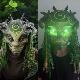 Máscaras de fiesta Cyberpunk LED Máscara de látex Divertida Máscara de dríada que brilla intensamente de Halloween Mascarada Resplandor en la oscuridad Máscara fresca para la decoración de Halloween de los hombres 230706