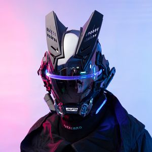 Party Masks Cyberpunk Mask Cosplay Role Playing Prop Night City Neon Helmet Personalized Army Mechanical Music Festival for Halloween 230814