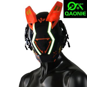 Masques de fête Masque Cyberpunk pour adultes Cosplay Masque de style mécanique Science Fiction Orange Lampe LED et Corne Décoration Casque Ghostface 230901