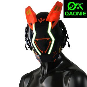 Masques de fête Masque cyberpunk pour les adultes Cosplay Masque mécanique masque science-fiction lampe à LED orange et le casque de décoration de corne Ghostface 230905