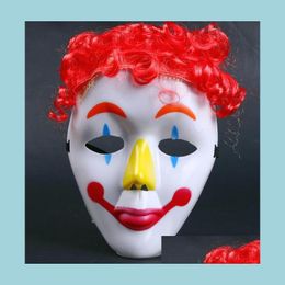 Feestmaskers dans cos clown masker kinderen kinderen Hallowmas Venetiaanse maskerade fl gezicht met pruik haarstukje feestelijke evenementenbenodigdheden drop dh2qr