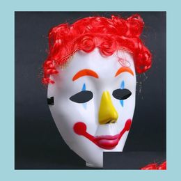 Feestmaskers dans cos clown masker kinderen kinderen Hallowmas Venetiaanse maskerade fl gezicht met pruik haarstukje feestelijke evenementenbenodigdheden drop dhqya