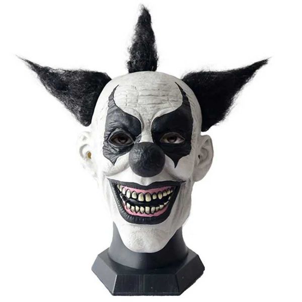 Party Masks Dark Knight Corner Clown Mask Mask Decoration Halloween Horror Devil Rôle jouant Ghost House Adult Black Hair Latex Fun Q240508